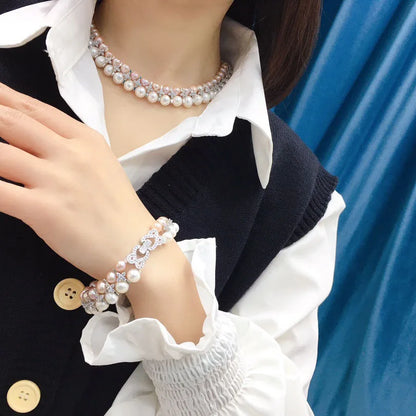 Natural Freshwater Pearl Necklace Set for Women 7-9mm