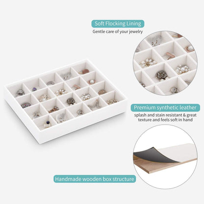 Jewelry Tray Jewelry Organizer for Drawer Jewelry Organizer Tray Jewelry Drawer Organizer Stackable Jewelry Organizer Trays Drawer Jewelry Organizer 20 Grids-White