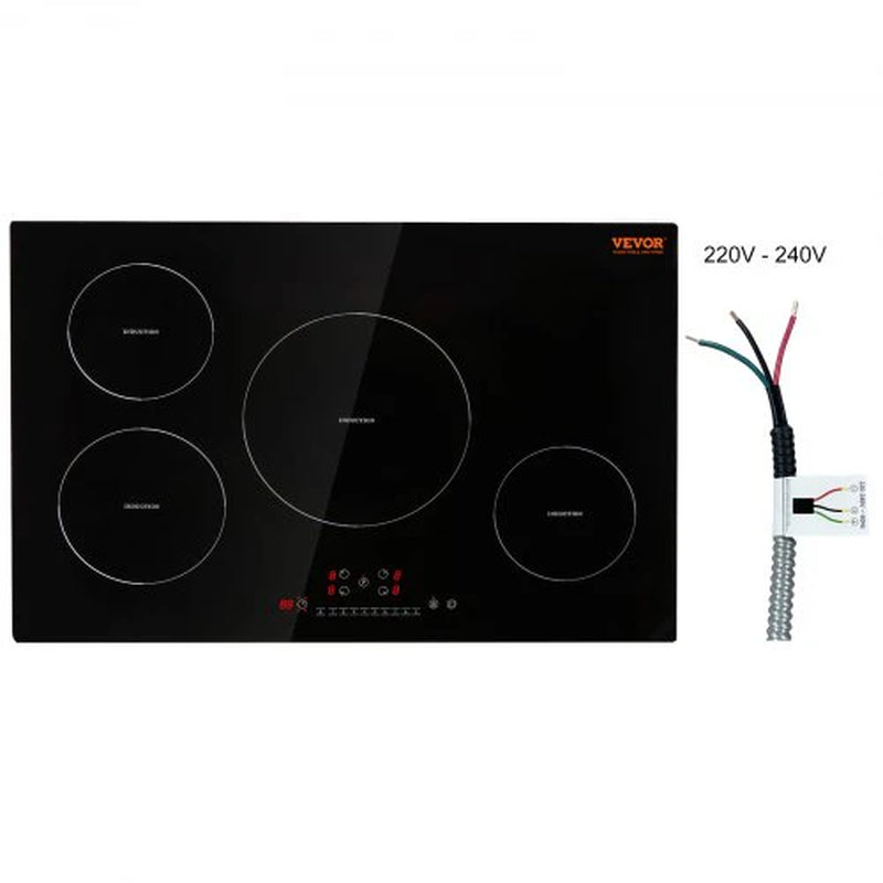 Electric Cooktop, 4 Burners, 30'' Induction Stove Top, Built-In Magnetic Cooktop 7500W, 9 Heating Level Multifunctional Burner, LED Touch Screen W/ Child Lock & Over-Temperature Protection