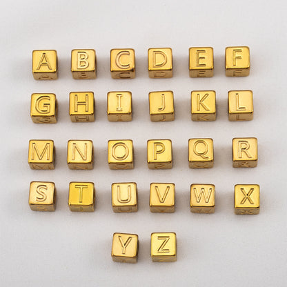 Stainless steel square bead with 26 English letters
