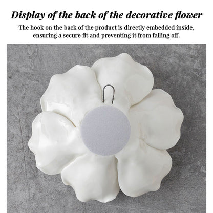Ceramic 3D Wall Flowers - Hand-Painted Peony, Rose & Camellia Wall Decor for Wedding & Gift