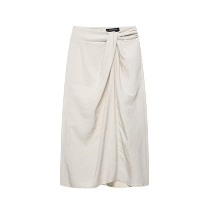 Elegant pleated knot wrapped scarf MIDI skirt