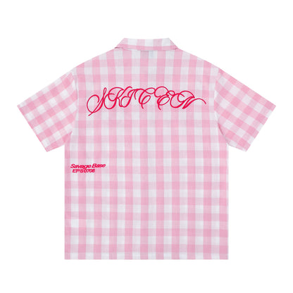 Embroidered short sleeves with letters