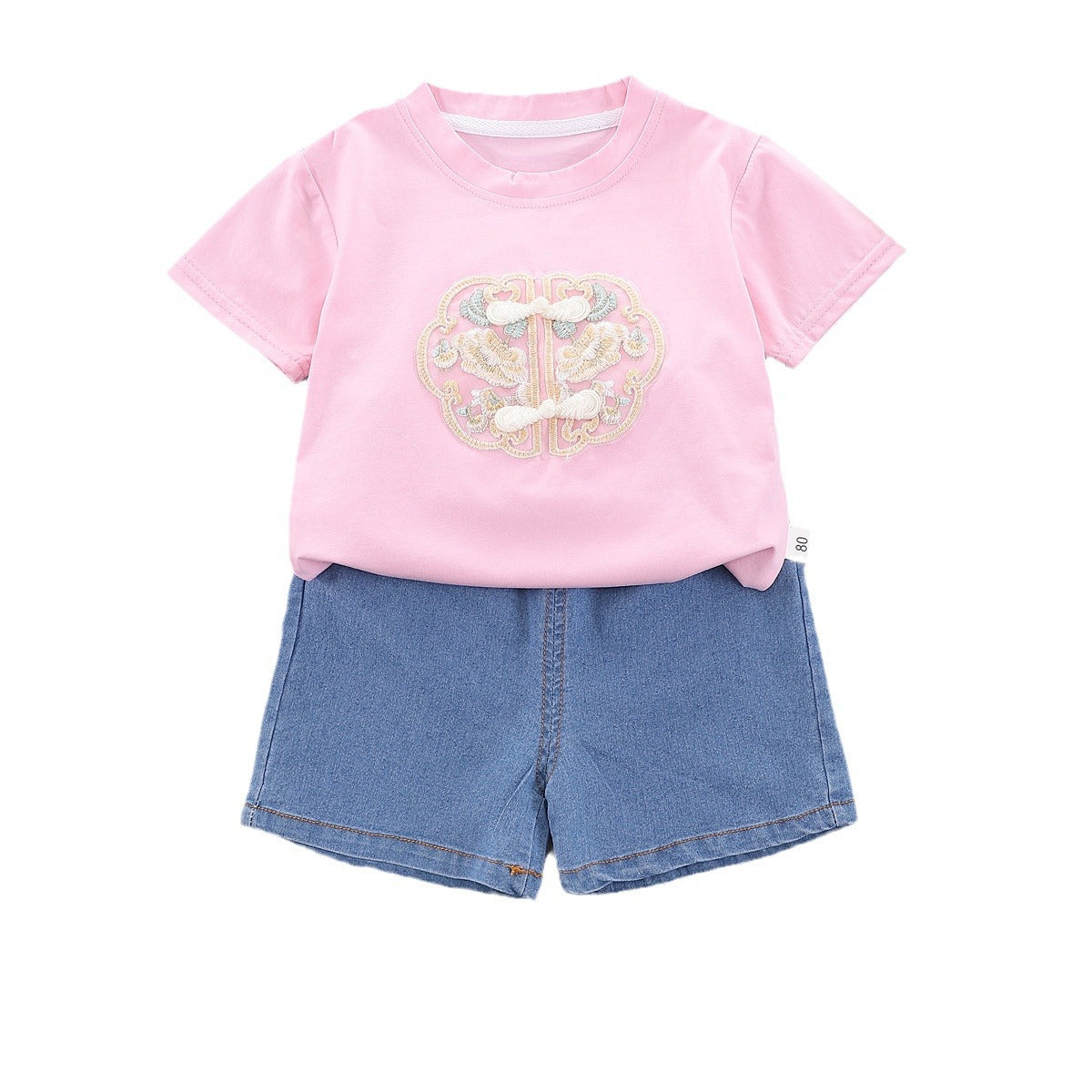 Round neck short sleeved top set