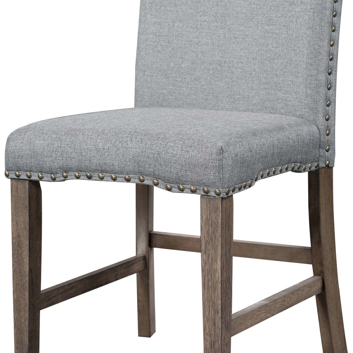 TOPMAX Mid Century Solid Wood 7-Piece Expandable Dining Table Set with Soft Cushioned Chair, Gold Brown+Gray Cushions