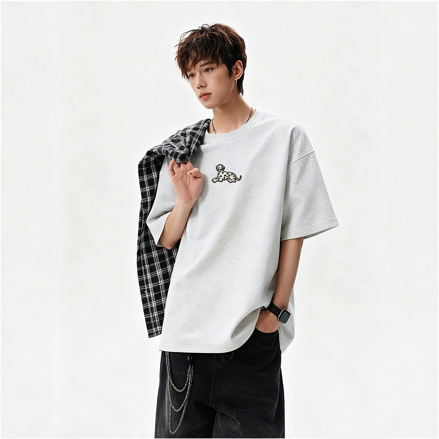 Men's Casual Sporty Short Sleeve High Street Round Neck Couple T-Shirt