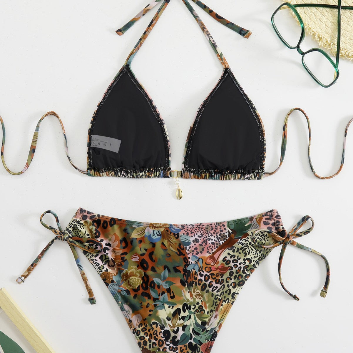 Double tie bikini split swimsuit