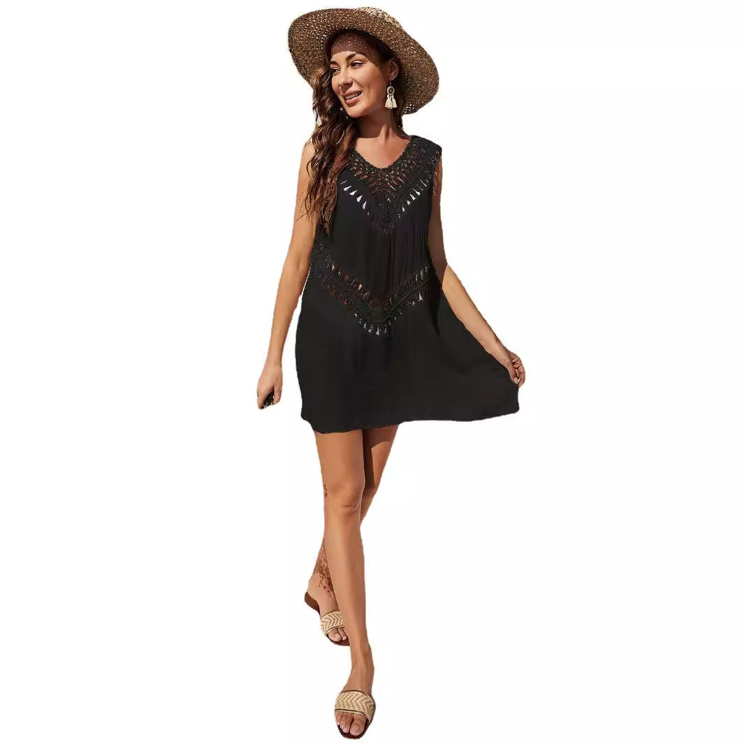 Women's Hand-Crocheted Patchwork Beach Bikini Cover-Up