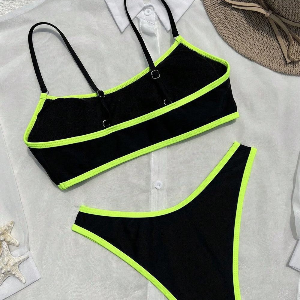 Swimsuit split vacation beach color blocking