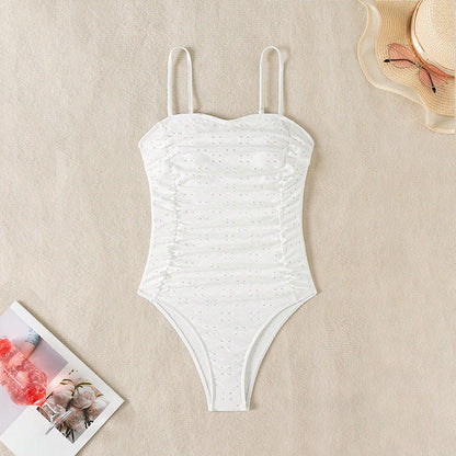 Strapless Breathable Cutout One-Piece Swimsuit for Women, Conservative and Slimming Design