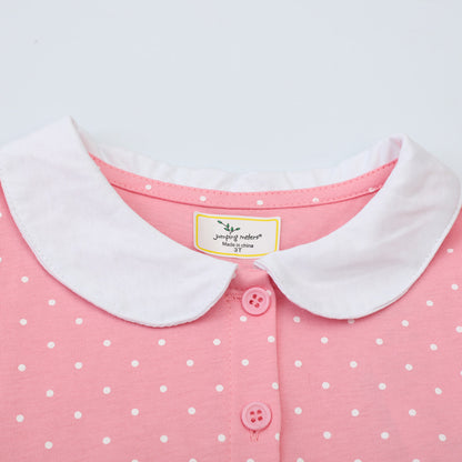Summer new cartoon embroidery turn-down collar cotton girls' dress, factory distribution and drop shipping