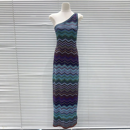 Single shoulder camisole long skirt
