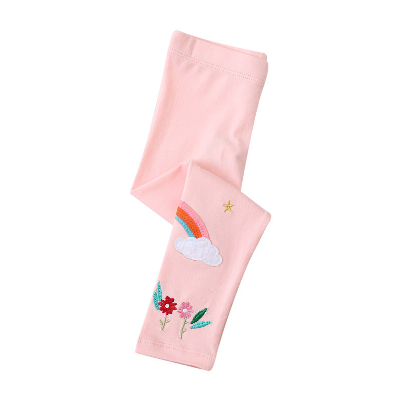 Spring and Autumn Cotton Pants for Women, Elastic Bottoming Tights for Girls, Kids' Stretchy Leggings, Outerwear for Toddlers and Children