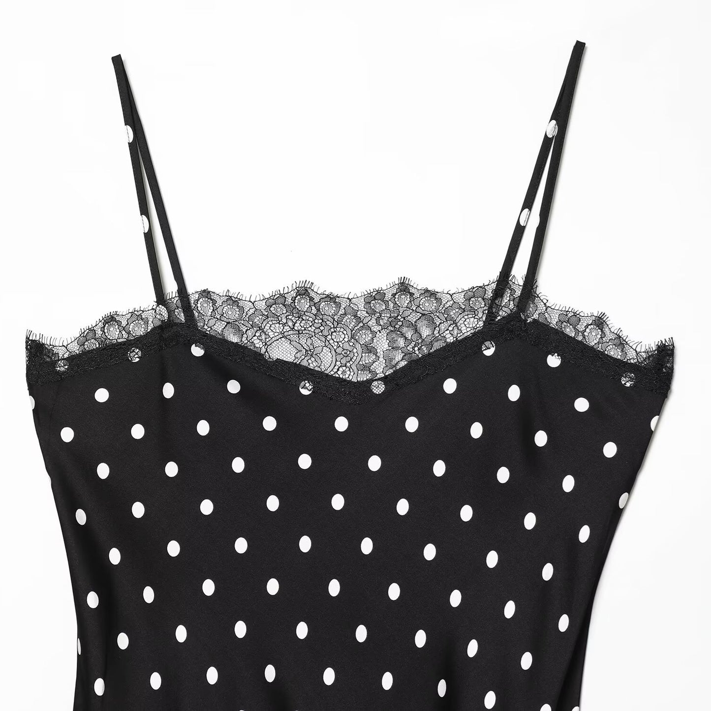Vintage lace polka dot long camisole skirt