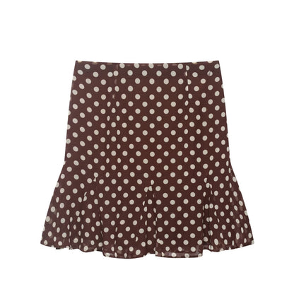 Lace bow fishtail polka dot skirt