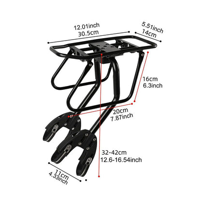 Aluminum Alloy Rear Bike Rack, Universal Cargo Carrier for Mountain, Road & Adventure Bicycles