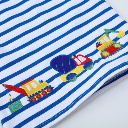 Cartoon Embroidery Round Neck Short Sleeve T-Shirt for Kids