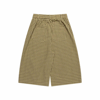 Color blocking plaid cropped pants