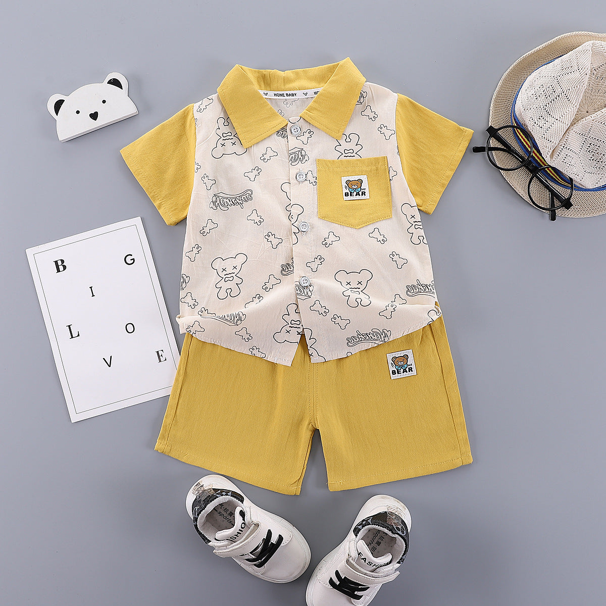 Cartoon short sleeved cardigan children's two-piece set