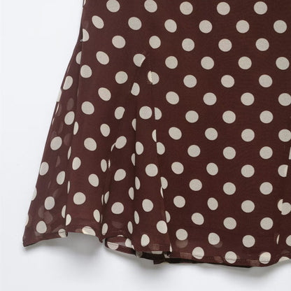 Lace bow fishtail polka dot skirt