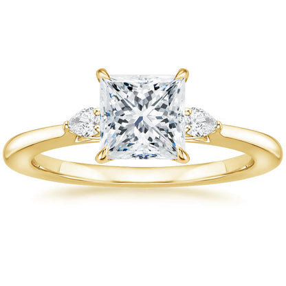 Fashion Luxury Three-Stone Diamond Ring 1 Carat Wedding Ring S925 Sterling Silver Plated 18K Gold Lab-Grown Diamond Ring for Women