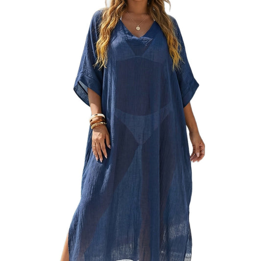 Women's Beach Loose Casual Dress, Split Floor-Length Maxi Dress