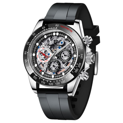 Paganidesign Men's Multifunction Automatic Mechanical Watch with Open Movement and Stainless Steel Case 1653
