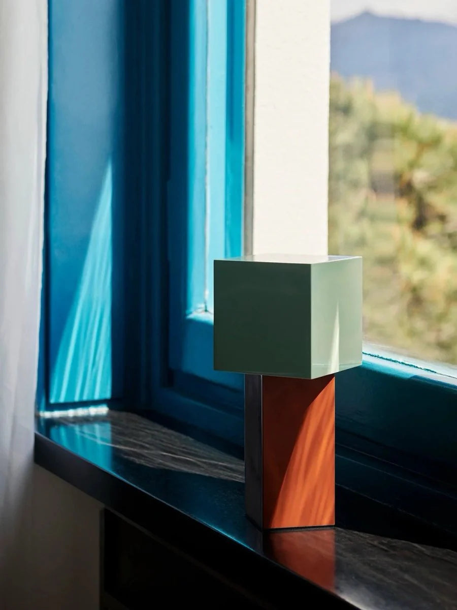 Modern Geometric Memphis Portable Dimmable Lamp - Bauhaus Pivot ATD7 Table Lamp