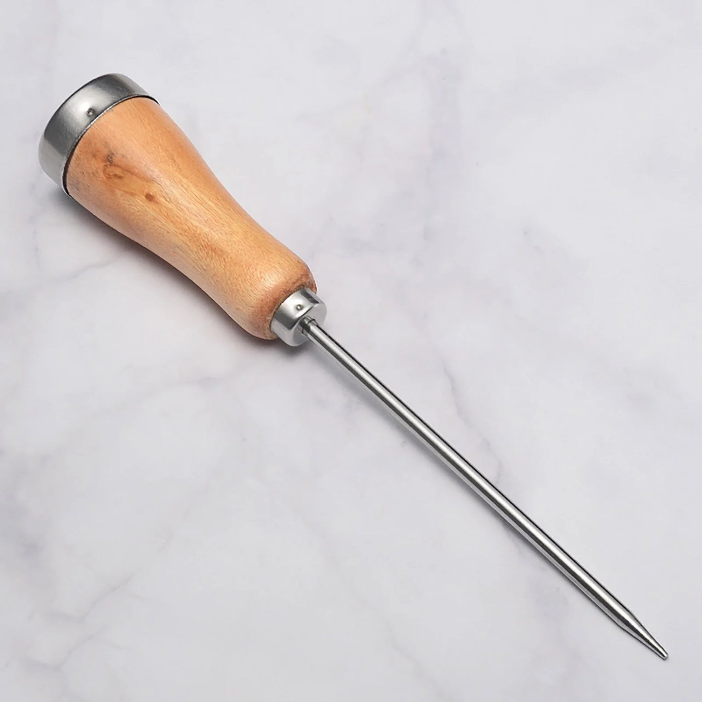 1 Pc Ice Pick with Wooden Handle Plated Steel Ice Breaking Tool Stainless Steel Ice Crusher for Ice Breaking at Home and Bar Great for Breaking Ice in Freezer, 8.86 Inch, Khaki