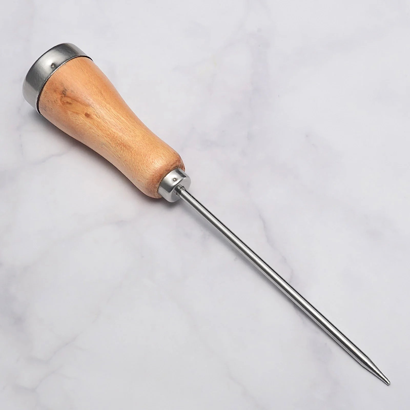 1 Pc Ice Pick with Wooden Handle Plated Steel Ice Breaking Tool Stainless Steel Ice Crusher for Ice Breaking at Home and Bar Great for Breaking Ice in Freezer, 8.86 Inch, Khaki