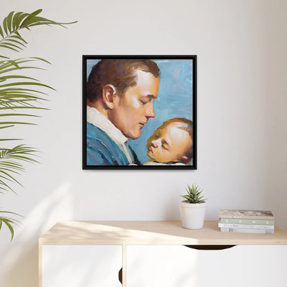 Framed Canvas Wall Art Father and Baby - by Queennoble