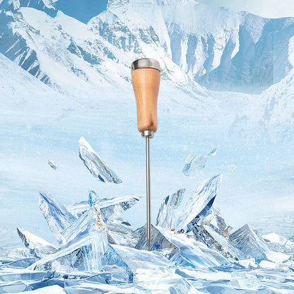 1 Pc Ice Pick with Wooden Handle Plated Steel Ice Breaking Tool Stainless Steel Ice Crusher for Ice Breaking at Home and Bar Great for Breaking Ice in Freezer, 8.86 Inch, Khaki