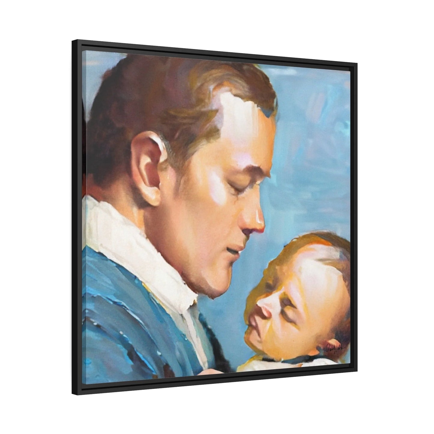 Framed Canvas Wall Art Father and Baby - by Queennoble