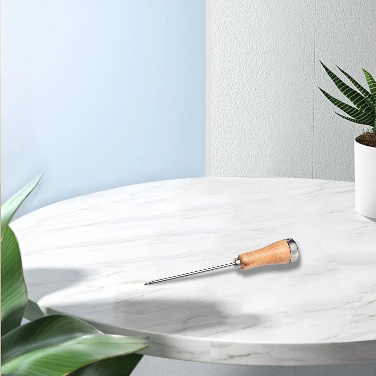 1 Pc Ice Pick with Wooden Handle Plated Steel Ice Breaking Tool Stainless Steel Ice Crusher for Ice Breaking at Home and Bar Great for Breaking Ice in Freezer, 8.86 Inch, Khaki
