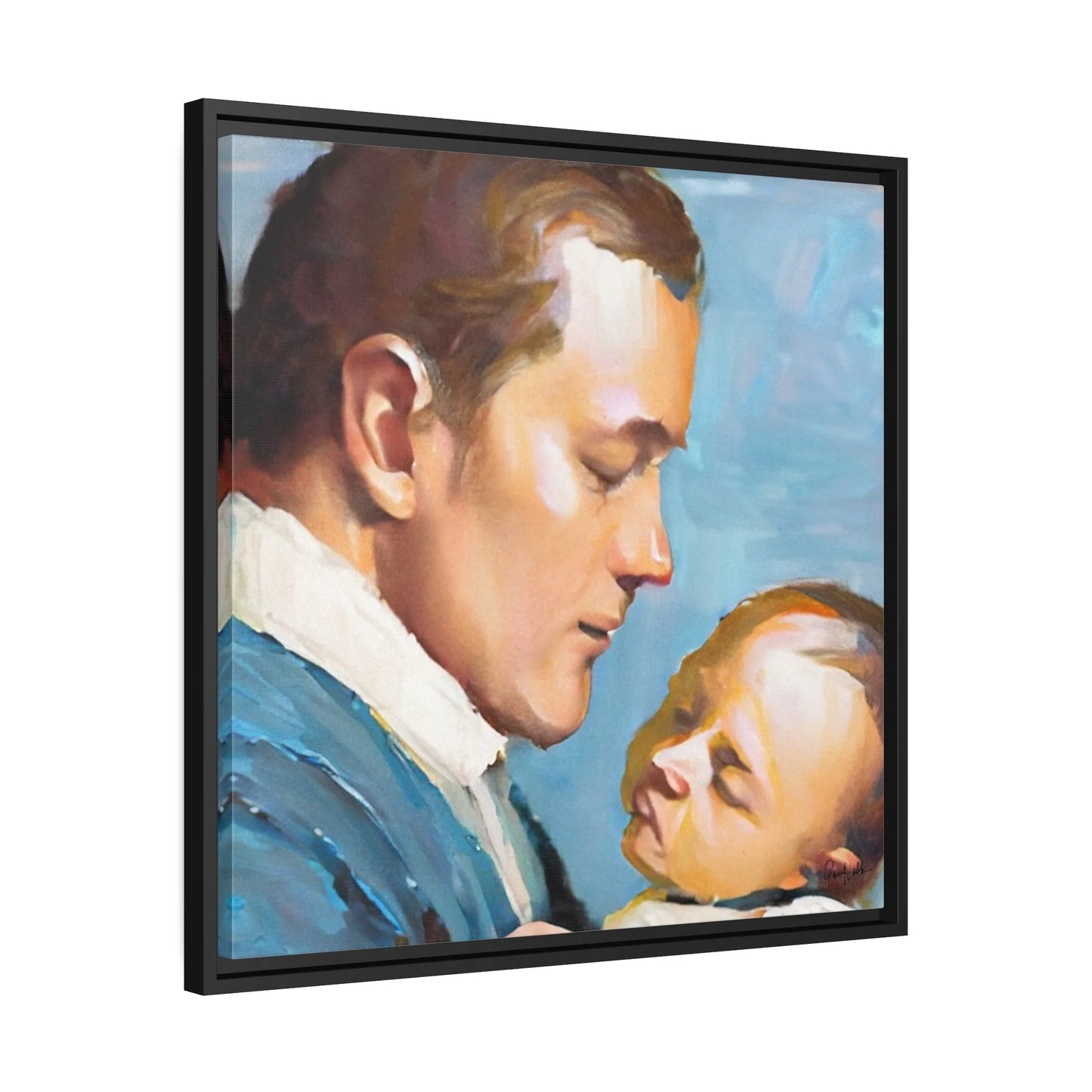 Framed Canvas Wall Art Father and Baby - by Queennoble